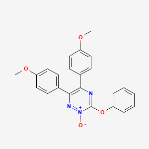molecular formula C23H19N3O4 B12709078 1,2,4-Triazine, 5,6-bis(4-methoxyphenyl)-3-phenoxy-, 2-oxide CAS No. 82123-15-7