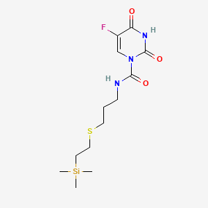 molecular formula C13H22FN3O3SSi B12709083 1(2H)-Pyrimidinecarboxamide, 3,4-dihydro-2,4-dioxo-5-fluoro-N-(3-((2-(trimethylsilyl)ethyl)thio)propyl)- CAS No. 103579-41-5