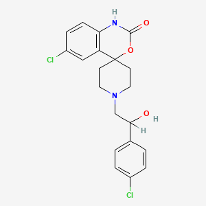 molecular formula C20H20Cl2N2O3 B12709109 Spiro(4H-3,1-benzoxazine-4,4'-piperidin)-2(1H)-one, 6-chloro-1'-(2-(4-chlorophenyl)-2-hydroxyethyl)- CAS No. 85732-29-2