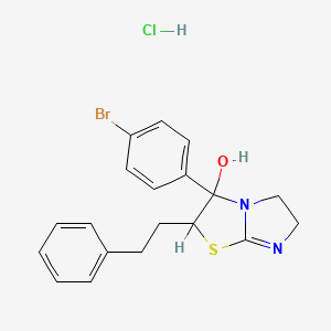 molecular formula C19H20BrClN2OS B12709182 Imidazo(2,1-b)thiazol-3-ol, 3-(4-bromophenyl)-2,3,5,6-tetrahydro-2-(2-phenylethyl)-, monohydrochloride CAS No. 86346-88-5