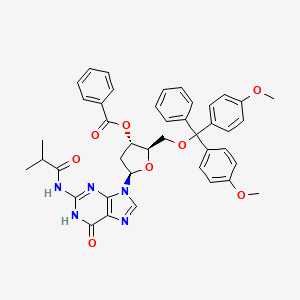 molecular formula C42H41N5O8 B12709191 5'-O-(Bis(4-methoxyphenyl)phenylmethyl)-2'-deoxy-N-(2-methyl-1-oxopropyl)guanosine 3'-benzoate CAS No. 93966-65-5