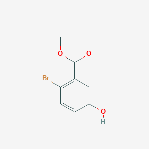molecular formula C9H11BrO3 B12709226 4-Bromo-3-(dimethoxymethyl)phenol CAS No. 2105820-43-5