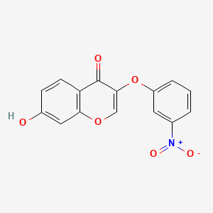 molecular formula C15H9NO6 B12709270 4H-1-Benzopyran-4-one, 7-hydroxy-3-(3-nitrophenoxy)- CAS No. 137988-03-5
