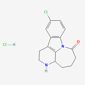 molecular formula C15H16Cl2N2O B12709277 3,7a-Diazacyclohepta(jk)fluoren-7(1H)-one, 2,3,3a,4,5,6-hexahydro-10-chloro-, monohydrochloride, (+-)- CAS No. 87255-62-7
