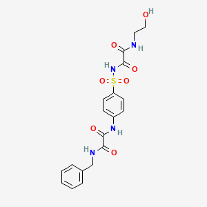 molecular formula C19H20N4O7S B12709278 Ethanediamide, N-(4-(((((2-hydroxyethyl)amino)oxoacetyl)amino)sulfonyl)phenyl)-N'-(phenylmethyl)- CAS No. 81717-37-5
