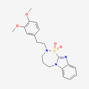 molecular formula C20H23N3O4S B12709281 1,2,6-Thiadiazepino(6,7-a)benzimidazole, 2,3,4,5-tetrahydro-2-(2-(3,4-dimethoxyphenyl)ethyl)-,1,1-dioxide CAS No. 115243-01-1