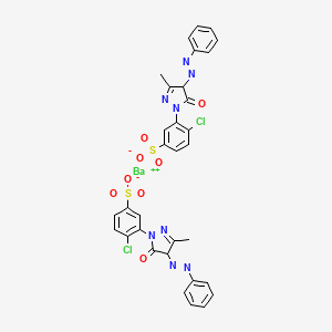 molecular formula C32H24BaCl2N8O8S2 B12709309 Barium 4-chloro-3-(4,5-dihydro-3-methyl-5-oxo-4-(phenylazo)-1H-pyrazol-1-yl)benzenesulphonate CAS No. 81064-51-9