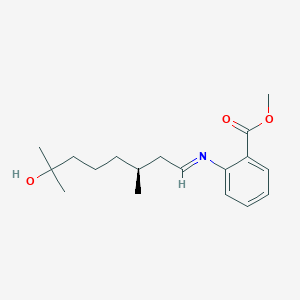 molecular formula C18H27NO3 B12709340 Benzoic acid, 2-((7-hydroxy-3,7-dimethyloctylidene)amino)-, methyl ester, (S)- CAS No. 114502-66-8