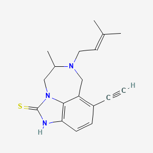 molecular formula C18H21N3S B12709369 Imidazo(4,5,1-jk)(1,4)benzodiazepine-2(1H)-thione, 8-ethynyl-4,5,6,7-tetrahydro-5-methyl-6-(3-methyl-2-butenyl)- CAS No. 257891-70-6