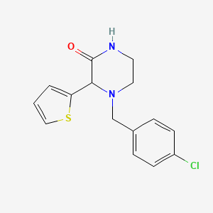 molecular formula C15H15ClN2OS B12709382 4-((4-Chlorophenyl)methyl)-3-(2-thienyl)piperazinone CAS No. 85607-47-2