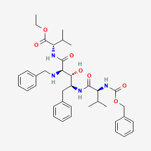 molecular formula C38H50N4O7 B12709488 (2R,3R,4S)-N-(2-(Benzylamino)-4-((N-((benzyloxy)carbonyl)valyl)amino)-3-hydroxy-5-phenylpentanoyl)valine ethyl ester CAS No. 161510-57-2