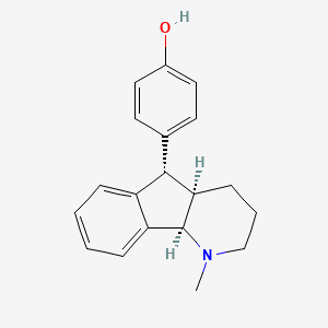 molecular formula C19H21NO B12709526 Phenol, 4-(2,3,4,4a,5,9b-hexahydro-1-methyl-1H-indeno(1,2-b)pyridin-5-yl)-, (4a-alpha,5-alpha,9b-alpha)- CAS No. 88763-66-0