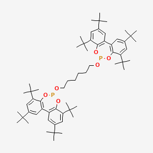 molecular formula C62H92O6P2 B12709529 Dibenzo(d,f)(1,3,2)dioxaphosphepin, 6,6'-(1,6-hexanediylbis(oxy))bis(2,4,8,10-tetrakis(1,1-dimethylethyl)- CAS No. 71519-97-6