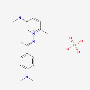 molecular formula C17H23ClN4O4 B12709590 Pyridinium, 5-(dimethylamino)-1-(((4-(dimethylamino)phenyl)methylene)amino)-2-methyl-, perchlorate CAS No. 145234-99-7
