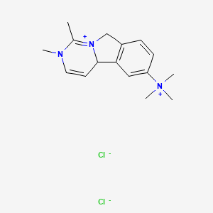molecular formula C16H23Cl2N3 B12709593 9H-Pyrido(3,4-b)indolium, 1,2-dimethyl-6-trimethylammonio-, dichloride CAS No. 102207-62-5