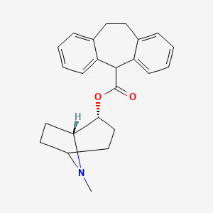 molecular formula C24H27NO2 B12709607 1-alpha-H,5-alpha-H-Tropan-2-beta-ol, 10,11-dihydro-5H-dibenzo(a,d)cycloheptene-5-carboxylate (ester), (-)- CAS No. 87421-60-1