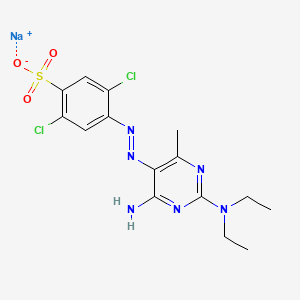 molecular formula C15H17Cl2N6NaO3S B12709627 Sodium 4-((4-amino-2-(diethylamino)-6-methyl-5-pyrimidinyl)azo)-2,5-dichlorobenzenesulphonate CAS No. 84962-51-6