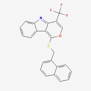 molecular formula C23H14F3NOS B12709639 Benzo(e)(1)benzothiopyrano(4,3-b)indole, 4-(trifluoromethyl)- CAS No. 52833-81-5
