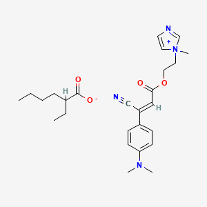 molecular formula C26H36N4O4 B12709659 1-(2-((beta-Cyano-4-(dimethylamino)cinnamoyl)oxy)ethyl)-1-methyl-1H-imidazolium 2-ethylhexanoate CAS No. 94087-17-9
