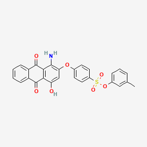 molecular formula C27H19NO7S B12709757 m-Tolyl p-((1-amino-9,10-dihydro-4-hydroxy-9,10-dioxo-2-anthryl)oxy)benzenesulphonate CAS No. 5517-35-1