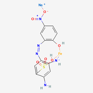molecular formula C12H10FeN5NaO6S B12709773 Sodium (2,4-diamino-5-((2-hydroxy-5-nitrophenyl)azo)benzene-1-sulphonato(3-))ferrate(1-) CAS No. 95873-76-0