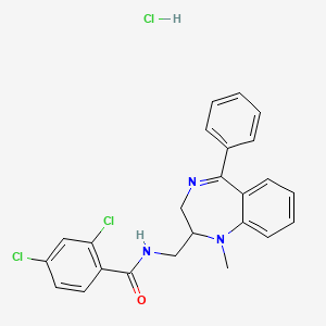 molecular formula C24H22Cl3N3O B12709785 Benzamide, 2,4-dichloro-N-((1-methyl-5-phenyl-2,3-dihydro-1H-1,4-benzodiazepin-2-yl)methyl)-,monohydrochloride CAS No. 83736-53-2