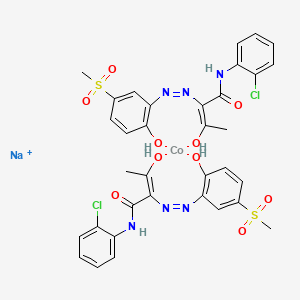 molecular formula C34H32Cl2CoN6NaO10S2+ B12709818 Sodium bis(N-(2-chlorophenyl)-2-((2-hydroxy-5-mesylphenyl)azo)-3-oxobutyramidato(2-))cobaltate(1-) CAS No. 94246-68-1