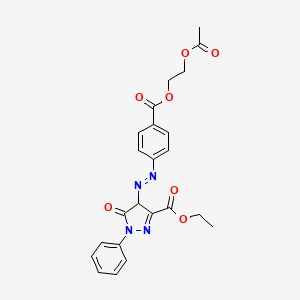molecular formula C23H22N4O7 B12709841 Ethyl 4-[[4-[[2-(acetoxy)ethoxy]carbonyl]phenyl]azo]-4,5-dihydro-5-oxo-1-phenyl-1H-pyrazole-3-carboxylate CAS No. 26562-79-8
