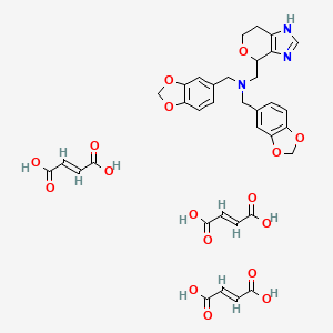 molecular formula C35H35N3O17 B12709917 N,N-bis(1,3-benzodioxol-5-ylmethyl)-1-(1,4,6,7-tetrahydropyrano[3,4-d]imidazol-4-yl)methanamine;(E)-but-2-enedioic acid CAS No. 95878-54-9