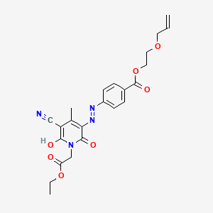 molecular formula C23H24N4O7 B12709935 Ethyl 5-[[4-[[2-(allyloxy)ethoxy]carbonyl]phenyl]azo]-3-cyano-6-hydroxy-4-methyl-2-oxo-2H-pyridine-1-acetate CAS No. 80440-11-5