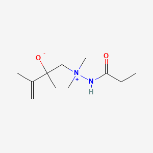 molecular formula C11H22N2O2 B12709964 Hydrazinium, 1,1-dimethyl-1-(2,3-dimethyl-2-hydroxy-3-butenyl)-2-(1-oxopropyl)-, hydroxide, inner salt CAS No. 83483-14-1