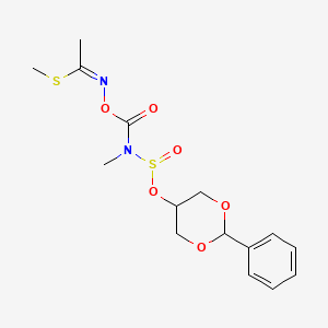 molecular formula C15H20N2O6S2 B12709969 Ethanimidothioic acid, N-(((methyl(((2-phenyl-1,3-dioxan-5-yl)oxy)sulfinyl)amino)carbonyl)oxy)-, methyl ester CAS No. 84603-46-3