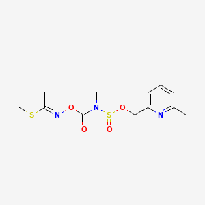 molecular formula C12H17N3O4S2 B12709983 Ethanimidothioic acid, N-(((methyl(((6-methyl-2-pyridinyl)methoxy)sulfinyl)amino)carbonyl)oxy)-, methyl ester CAS No. 84603-44-1