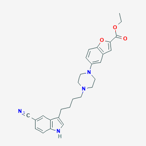 Ethyl 5-(4-(4-(5-cyano-1H-indol-3-yl)butyl)piperazin-1-yl)benzofuran-2-carboxylate