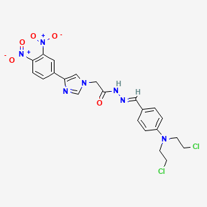 molecular formula C22H21Cl2N7O5 B12710118 1H-Imidazole-1-acetic acid, 4-(3,4-dinitrophenyl)-, ((4-(bis(2-chloroethyl)amino)phenyl)methylene)hydrazide CAS No. 93637-65-1