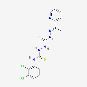 molecular formula C15H14Cl2N6S2 B12710180 Carbonothioic dihydrazide, N''-(((2,3-dichlorophenyl)amino)thioxomethyl)-N'''-((1E)-1-(2-pyridinyl)ethylidene)- CAS No. 127142-37-4