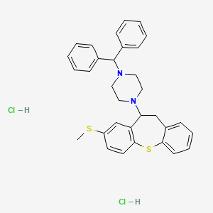 molecular formula C32H34Cl2N2S2 B12710190 Piperazine, 1-(10,11-dihydro-8-(methylthio)dibenzo(b,f)thiepin-10-yl)-4-(diphenylmethyl)-, dihydrochloride CAS No. 121943-13-3