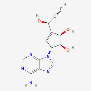 molecular formula C13H13N5O3 B12710200 3-Cyclopentene-1,2-diol, 5-(6-amino-9H-purin-9-yl)-3-((1S)-1-hydroxy-2-propynyl)-, (1S,2R,5R)- CAS No. 194353-49-6