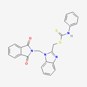 molecular formula C24H18N4O2S2 B12710207 Carbamodithioic acid, phenyl-, (1-((1,3-dihydro-1,3-dioxo-2H-isoindol-2-yl)methyl)-1H-benzimidazol-2-yl)methyl ester CAS No. 88797-53-9
