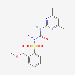 molecular formula C15H15KN4O5S B12710271 Methyl o-(((((4,6-dimethyl-2-pyrimidinyl)amino)carbonyl)amino)sulphonyl)benzoate, monopotassium salt CAS No. 79793-01-4