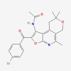 molecular formula C22H21BrN2O4 B12710272 Acetamide, N-(2-(4-bromobenzoyl)-8,9-dihydro-5,8,8-trimethyl-6H-furo(2,3-b)pyrano(4,3-d)pyridin-1-yl)- CAS No. 172985-36-3