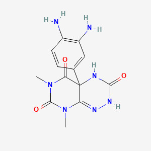 molecular formula C13H15N7O3 B12710286 Pyrimido(5,4-e)-1,2,4-triazine-3,5,7(6H)-trione, 2,4,4a,8-tetrahydro-4a-(3,4-diaminophenyl)-6,8-dimethyl- CAS No. 113458-67-6