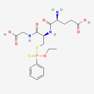 molecular formula C18H26N3O7PS2 B12710300 Glycine, N-(S-(ethoxyphenylphosphinothioyl)N-L-gamma-glutamyl-L-cysteinyl)- CAS No. 73962-44-4