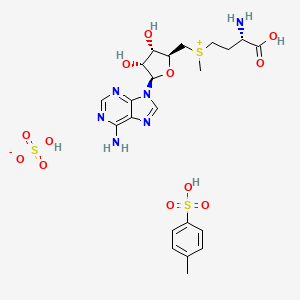 molecular formula C29H40N6O15S4 B12710781 (S)-5'-((3-amino-3-carboxypropyl)methylsulphonio)-5'-deoxyadenosine sulphate bis(toluene-p-sulphonate) CAS No. 94086-52-9