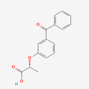molecular formula C16H14O4 B12711153 Propanoic acid, 2-(3-benzoylphenoxy)-, (2R)- CAS No. 117852-24-1