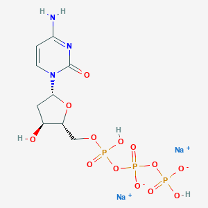 molecular formula C₉H₁₄N₃Na₂O₁₃P₃ B127112 Disodium;[[[(2R,3S,5R)-5-(4-amino-2-oxopyrimidin-1-yl)-3-hydroxyoxolan-2-yl]methoxy-hydroxyphosphoryl]oxy-oxidophosphoryl] hydrogen phosphate CAS No. 102783-51-7