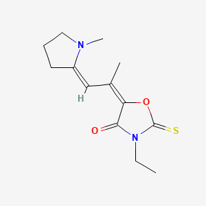 molecular formula C13H18N2O2S B12711492 3-Ethyl-5-(1-(1-methylpyrrolidin-2-ylidene)propan-2-ylidene)-2-thioxooxazolidin-4-one CAS No. 41560-92-3