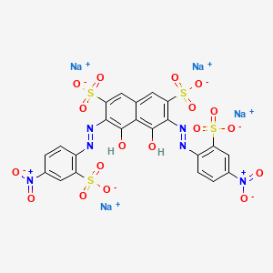 molecular formula C22H10N6Na4O18S4 B12711529 Tetrasodium 4,5-dihydroxy-3,6-bis((4-nitro-2-sulphonatophenyl)azo)naphthalene-2,7-disulphonate CAS No. 97889-99-1