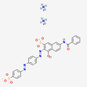 molecular formula C29H21N5O8S2.2H3N<br>C29H27N7O8S2 B12711863 Diammonium 7-benzamido-4-hydroxy-3-((4-((4-sulphonatophenyl)azo)phenyl)azo)naphthalene-2-sulphonate CAS No. 83968-57-4