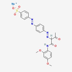 molecular formula C24H22N5NaO7S B12711886 Sodium 4-((4-((1-(((2,4-dimethoxyphenyl)amino)carbonyl)-2-oxopropyl)azo)phenyl)azo)benzenesulphonate CAS No. 85536-96-5